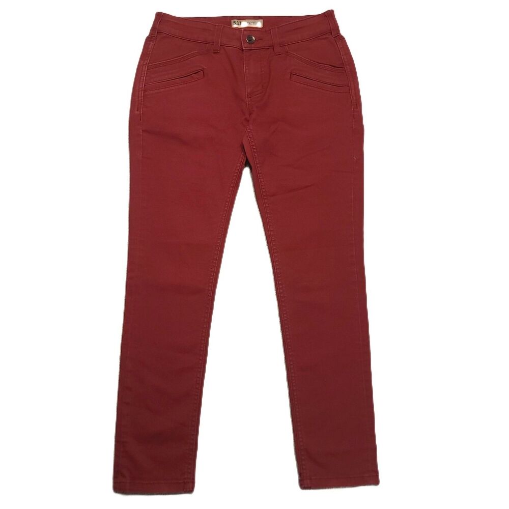 5.11 Tactical Womens 2 Jeans Skinny Ankle Red Stretch Denim